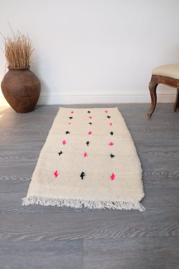 Moroccan Beni ourain Rug 3.1ft x 1.6ft, Small Beni ourain Rug, Handmade natural wool, Beni rug,  Bedside rug, Wool Rug, Small moroccan rug