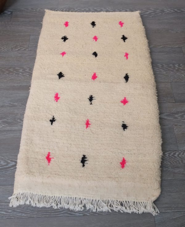 Moroccan Beni ourain Rug 3.1ft x 1.6ft, Small Beni ourain Rug, Handmade natural wool, Beni rug,  Bedside rug, Wool Rug, Small moroccan rug