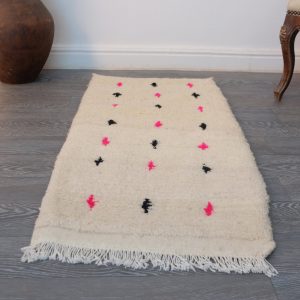 Moroccan Beni ourain Rug 3.1ft x 1.6ft, Small Beni ourain Rug, Handmade natural wool, Beni rug,  Bedside rug, Wool Rug, Small moroccan rug