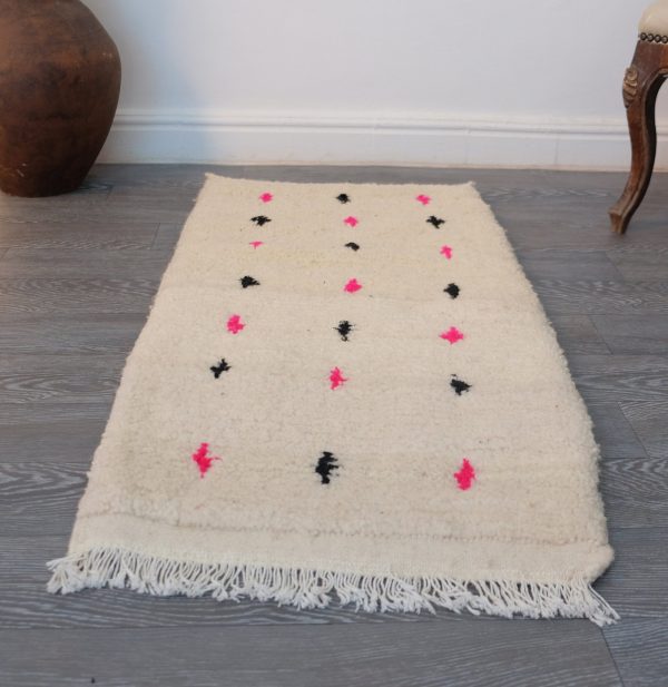 Moroccan Beni ourain Rug 3.1ft x 1.6ft, Small Beni ourain Rug, Handmade natural wool, Beni rug,  Bedside rug, Wool Rug, Small moroccan rug