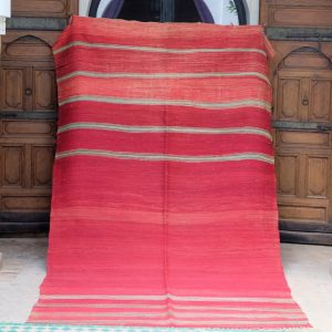 Moroccan Vintage berber rug - Woven blanket 10x5,  handwoven Flat woven, berber vintage rug