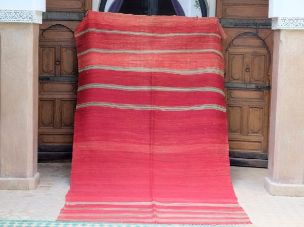 Moroccan Vintage berber rug - Woven blanket 10x5,  handwoven Flat woven, berber vintage rug