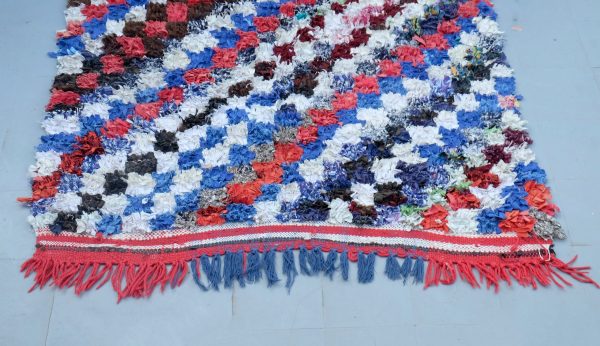 Handmade Kilim Boucherouite rug, 7 ft x 4 ft , Berber Moroccan kilim rug, Handmade Berber Rug, Morrocan striped kilim