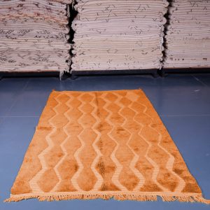 Orange Custom Moroccan rug , Handmade peach Moroccan Rug , Beni ourain carpet , Genuine Wool rug , Berber carpet ,Custom wool rugs