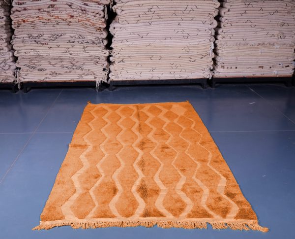 Orange Custom Moroccan rug , Handmade peach Moroccan Rug , Beni ourain carpet , Genuine Wool rug , Berber carpet ,Custom wool rugs