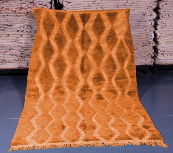 Orange Custom Moroccan rug , Handmade peach Moroccan Rug , Beni ourain carpet , Genuine Wool rug , Berber carpet ,Custom wool rugs