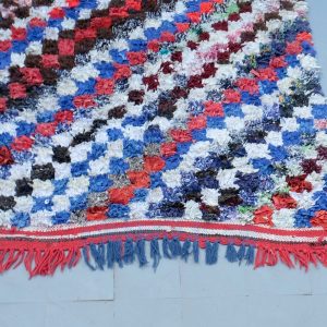 Boucherouite rug - Boucherouite rug vintage, Berber Moroccan kilim rug 7 ft x 4 ft, Handmade Berber Rug, Morrocan geometric kilim