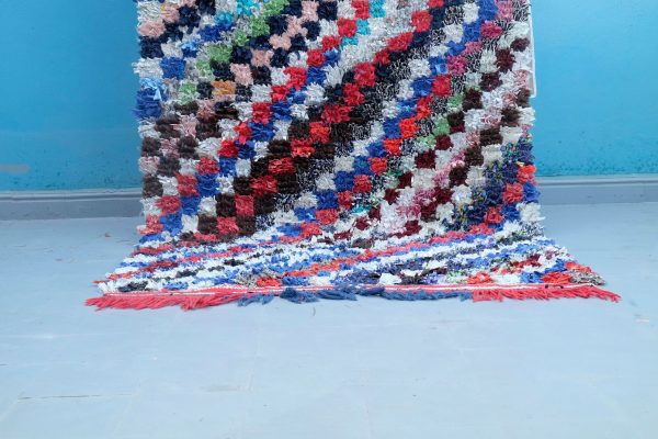 Handmade Kilim Boucherouite rug, 7 ft x 4 ft , Berber Moroccan kilim rug, Handmade Berber Rug, Morrocan striped kilim