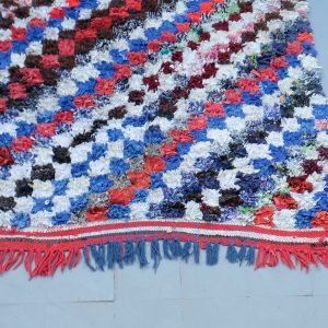 Handmade Kilim Boucherouite rug, 7 ft x 4 ft , Berber Moroccan kilim rug, Handmade Berber Rug, Morrocan striped kilim