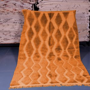 Orange Custom Moroccan rug , Handmade peach Moroccan Rug , Beni ourain carpet , Genuine Wool rug , Berber carpet ,Custom wool rugs