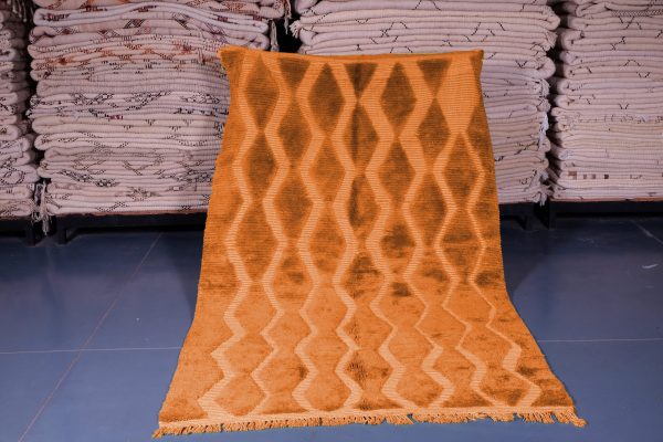 Orange Custom Moroccan rug , Handmade peach Moroccan Rug , Beni ourain carpet , Genuine Wool rug , Berber carpet ,Custom wool rugs