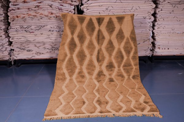 Custom brown Moroccan rug , Handmade Moroccan Rug , Beni ourain carpet , Genuine Wool rug , Berber carpet ,Custom wool rugs