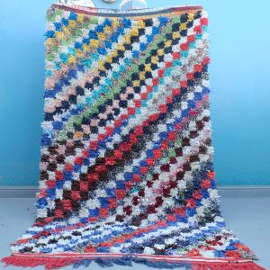 Boucherouite rug - Boucherouite rug vintage, Berber Moroccan kilim rug 7 ft x 4 ft, Handmade Berber Rug, Morrocan geometric kilim