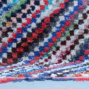 Boucherouite rug - Boucherouite rug vintage, Berber Moroccan kilim rug 7 ft x 4 ft, Handmade Berber Rug, Morrocan geometric kilim