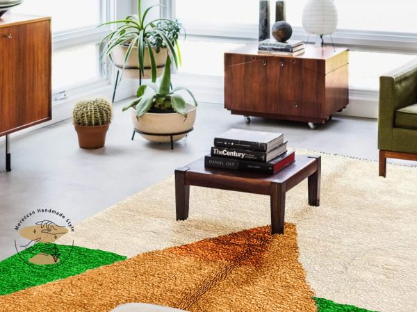 Custom modern rugs , Brown Handmade Moroccan Rug