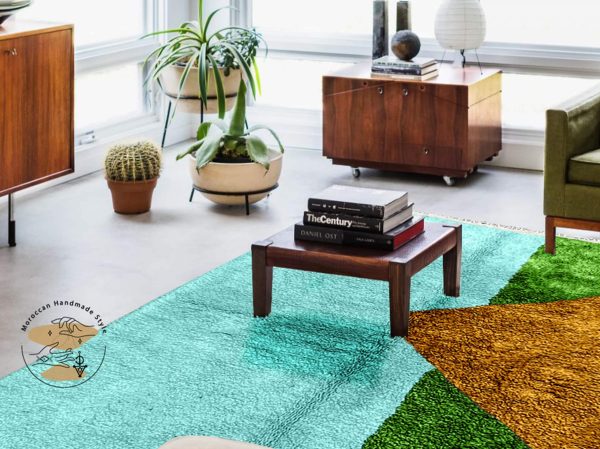 Brown & Green Custom Moroccan rug