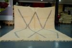 Handmade Beni Ourain Rug 12.30 ft x 10.40 ft White & Blue Rug