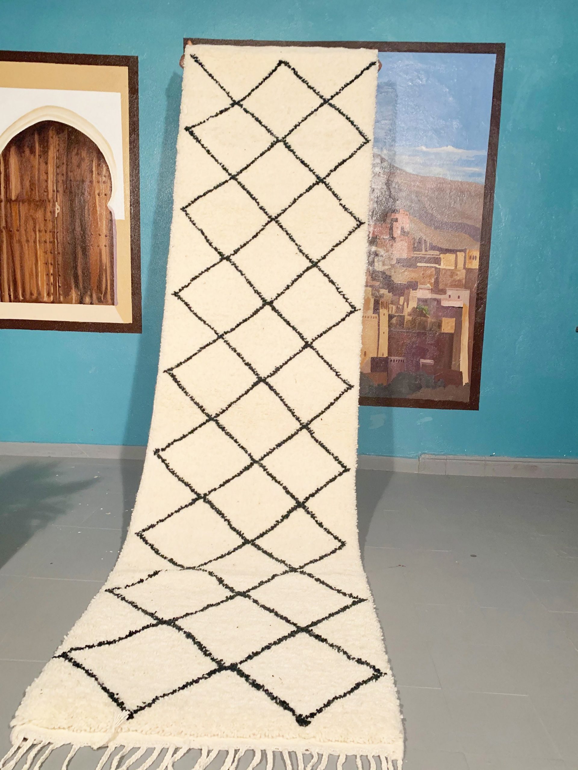 il_fullxfull.2753075512_svw5-scaled-2.jpg Moroccan Black and white rug runner - Image 1