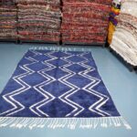 Blue Beni ourain rug 8.39 ft x 5.57 ft