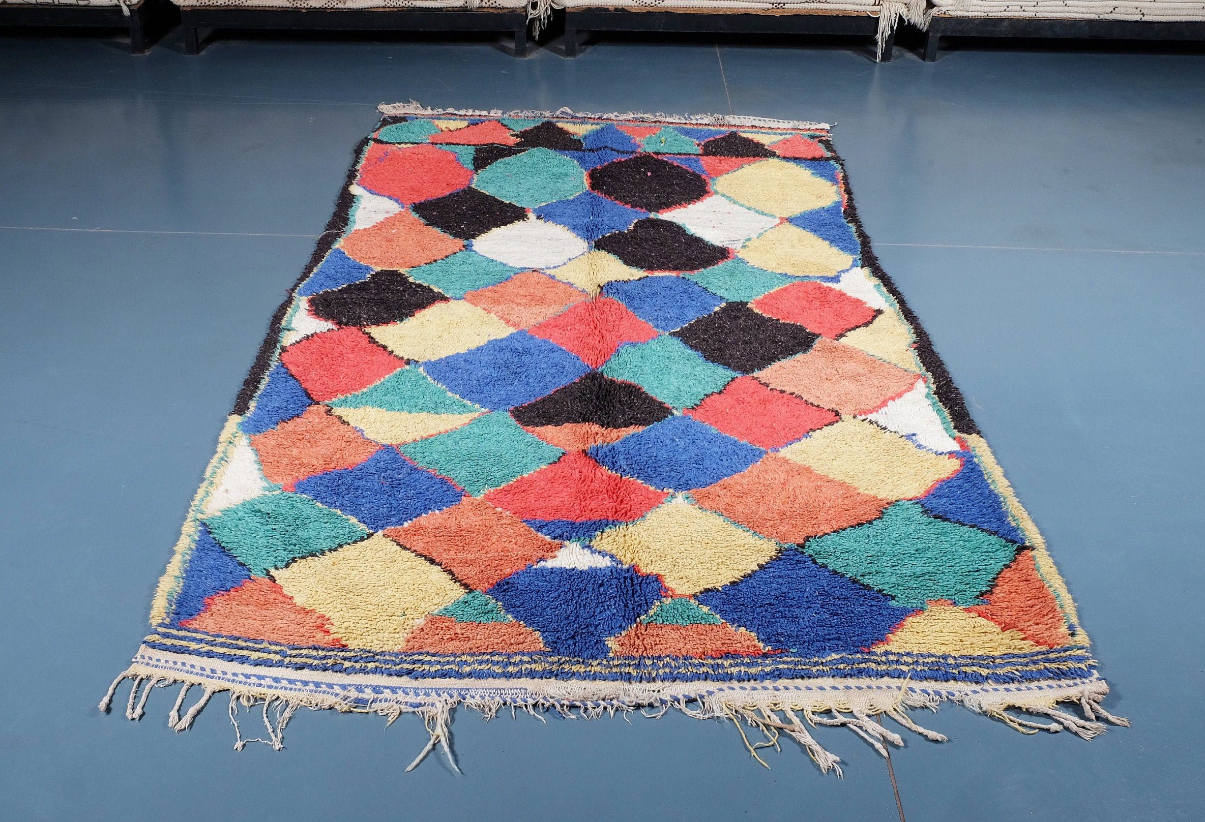 il_fullxfull.2833511880_sx70-1.jpg Colorful Moroccan Azilal Rug 7.87 ft x 4.85 ft - Image 1
