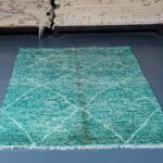 Beni ourain rug 7ft x 4ft , Moroccan green Rug, Genuine Wool Moroccan rug, Handmade Berber Rug,  Authentic Moroccan rug Hand knotted