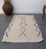 Small Moroccan Beni ourain Rug 3.6ft x 1.9 Wool Rug